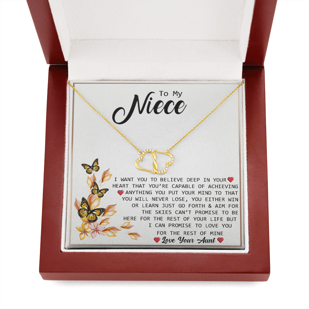 To My Niece - BELIEVE | Authentic Diamonds and Solid 10K Gold Necklace | Free Mahogany Box