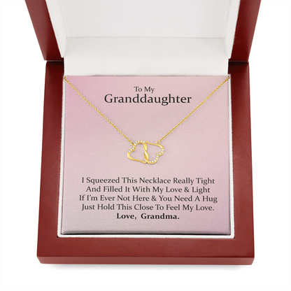 To My Granddaughter | Rose Blossum Love | Authentic Diamonds and Solid 10K Gold Necklace | Free Mahogany Box