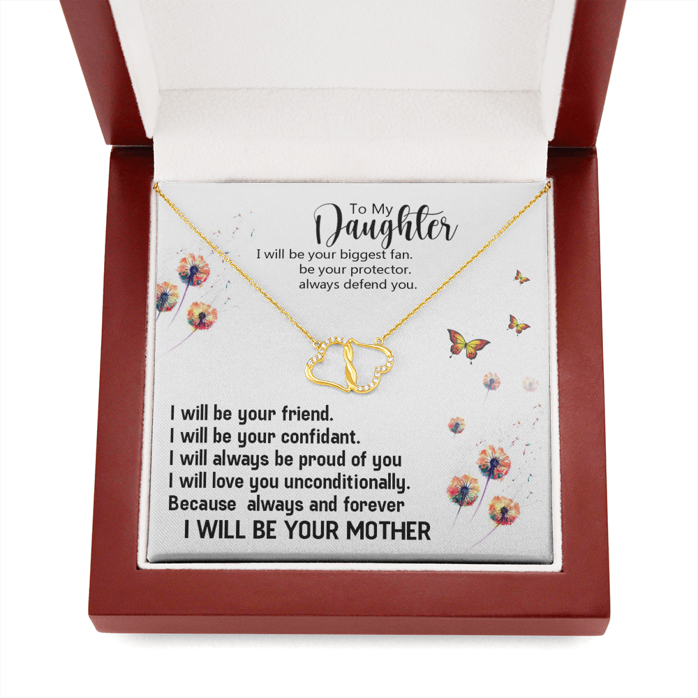 Daughter | I Will Be There | Authentic Diamonds and Solid 10K Gold Necklace | Free Mahogany Box