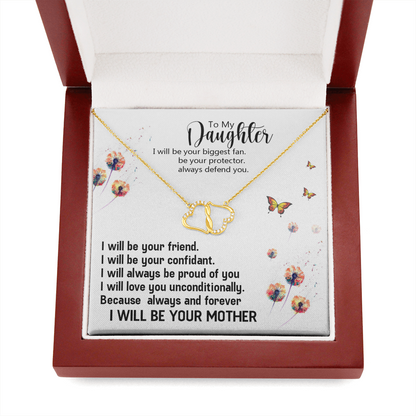 Daughter | I Will Be There | Authentic Diamonds and Solid 10K Gold Necklace | Free Mahogany Box