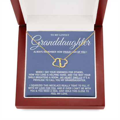 To My Lovely Granddaughter (Grandma and Grandpa) | Authentic Diamonds and Solid 10K Gold Necklace | Free Mahogany Box
