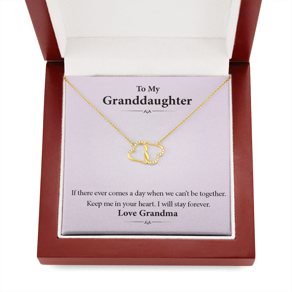 To My Granddaughter | Love Grandma | Forever Love Pink | Authentic Diamonds and Solid 10K Gold Necklace | Free Mahogany Box