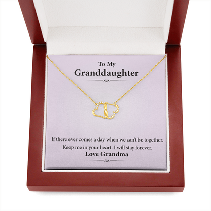 To My Granddaughter | Love Grandma | Forever Love Pink | Authentic Diamonds and Solid 10K Gold Necklace | Free Mahogany Box