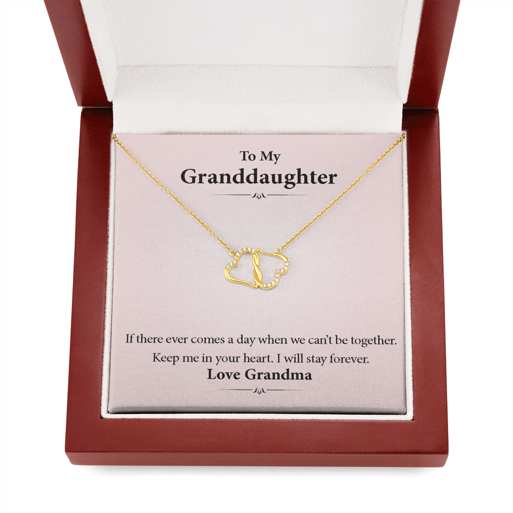 To My Granddaughter | Love Grandma  | Authentic Diamonds and Solid 10K Gold Necklace | Free Mahogany Box