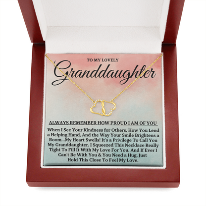 To My Lovely Granddaughter (Grandma and Grandpa) | Authentic Diamonds and Solid 10K Gold Necklace | Free Mahogany Box