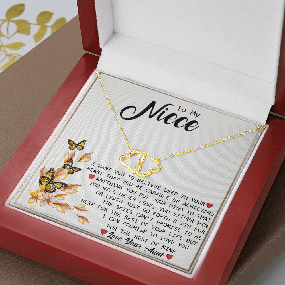 To My Niece - BELIEVE | Authentic Diamonds and Solid 10K Gold Necklace | Free Mahogany Box