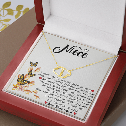 To My Niece - BELIEVE | Authentic Diamonds and Solid 10K Gold Necklace | Free Mahogany Box