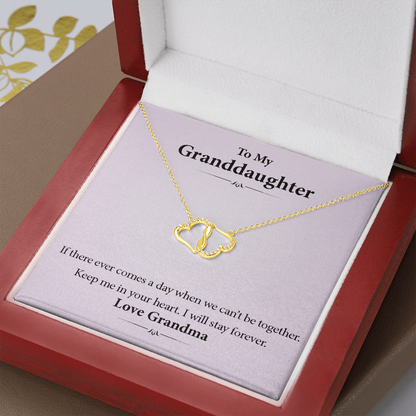 To My Granddaughter | Love Grandma | Forever Love Pink | Authentic Diamonds and Solid 10K Gold Necklace | Free Mahogany Box