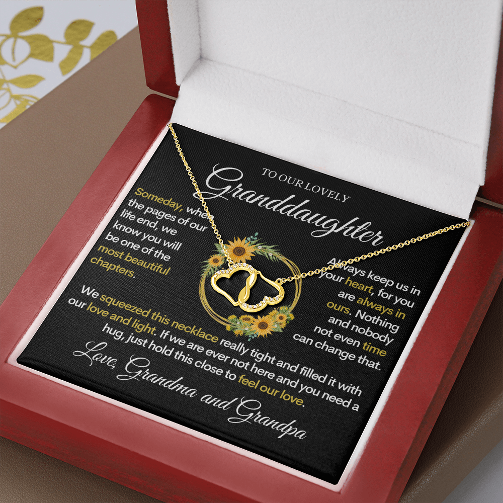 To Our Lovely Granddaughter, Pages of Life  | Authentic Diamonds and Solid 10K Gold Necklace | Free Mahogany Box
