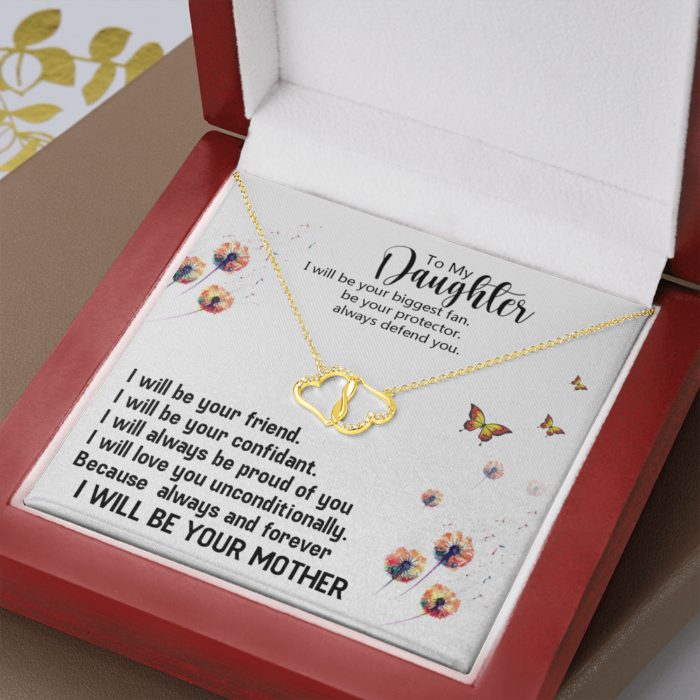Daughter | I Will Be There | Authentic Diamonds and Solid 10K Gold Necklace | Free Mahogany Box