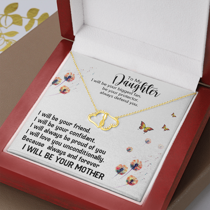 Daughter | I Will Be There | Authentic Diamonds and Solid 10K Gold Necklace | Free Mahogany Box