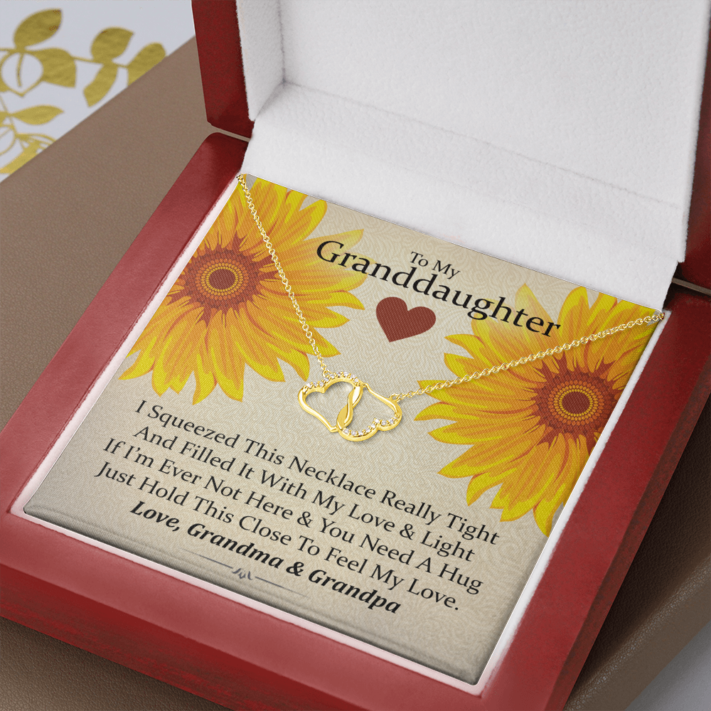 To My Grand Daughter - Sunflower Season - Feel My Love Forever | Authentic Diamonds and Solid 10K Gold Necklace | Free Mahogany Box