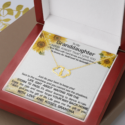 Grand Daughter Never Forget That I Love You | Authentic Diamonds and Solid 10K Gold Necklace | Free Mahogany Box