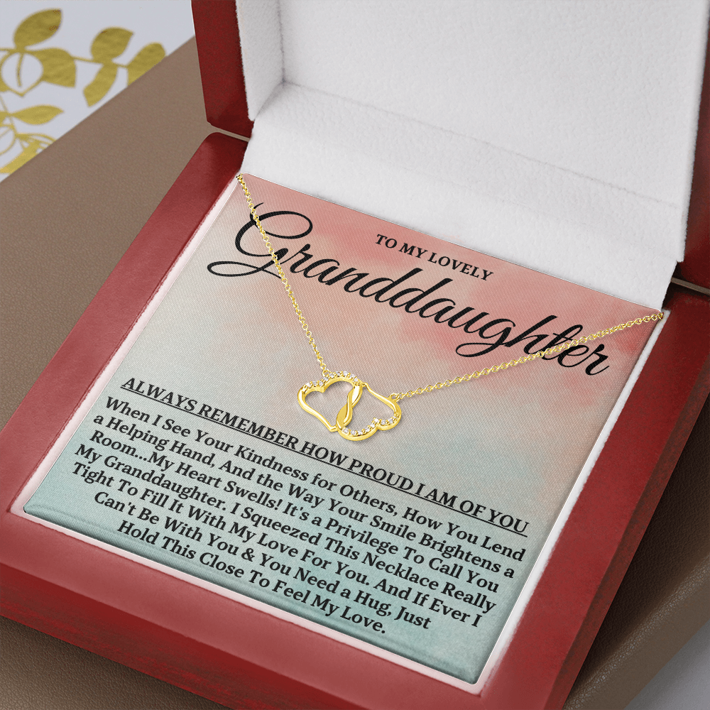 To My Lovely Granddaughter (Grandma and Grandpa) | Authentic Diamonds and Solid 10K Gold Necklace | Free Mahogany Box