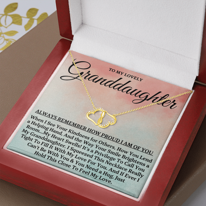 To My Lovely Granddaughter (Grandma and Grandpa) | Authentic Diamonds and Solid 10K Gold Necklace | Free Mahogany Box