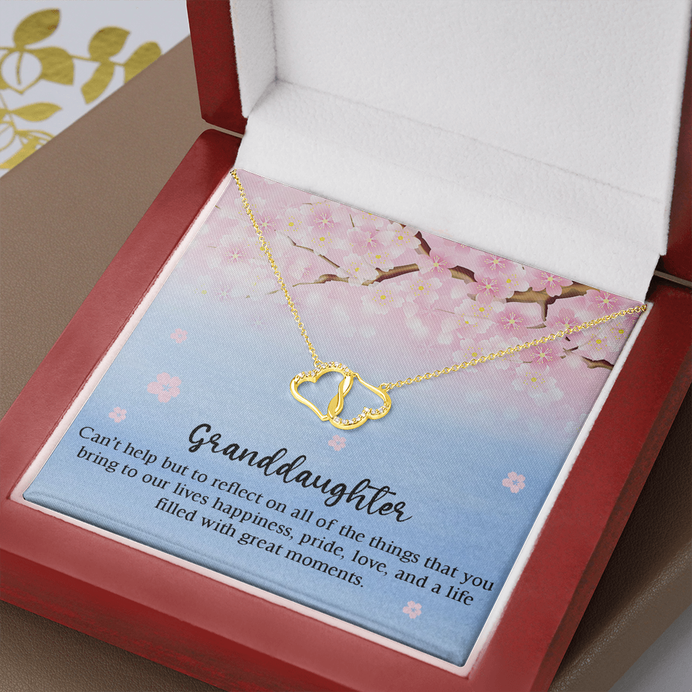 For Granddaughter | Reflecting on Happiness and Love  | Authentic Diamonds and Solid 10K Gold Necklace | Free Mahogany Box