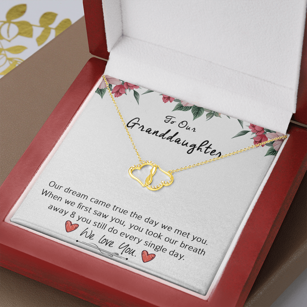 To My Granddaughter | With All My Heart | Authentic Diamonds and Solid 10K Gold Necklace | Free Mahogany Box