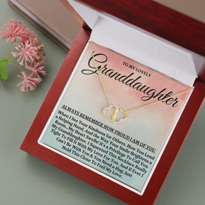 To My Lovely Granddaughter (Grandma and Grandpa) | Authentic Diamonds and Solid 10K Gold Necklace | Free Mahogany Box