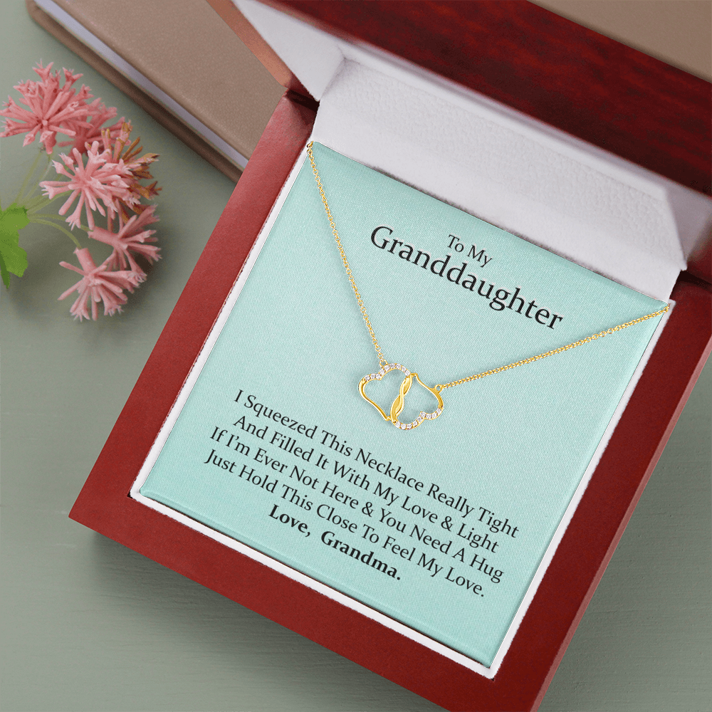 To My Granddaughter | I'll Love You Forever | Authentic Diamonds and Solid 10K Gold Necklace | Free Mahogany Box