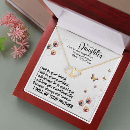Daughter | I Will Be There | Authentic Diamonds and Solid 10K Gold Necklace | Free Mahogany Box