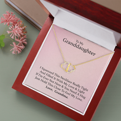 To My Granddaughter | Rose Blossum Love | Authentic Diamonds and Solid 10K Gold Necklace | Free Mahogany Box