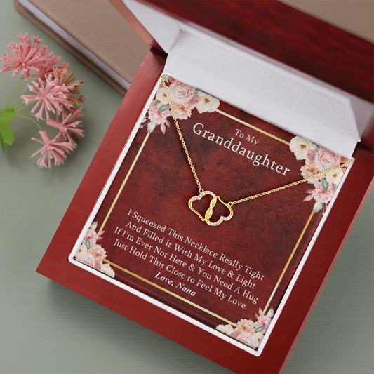 To My Grand Daughter From Nana - Feel My Love  | Authentic Diamonds and Solid 10K Gold Necklace | Free Mahogany Box