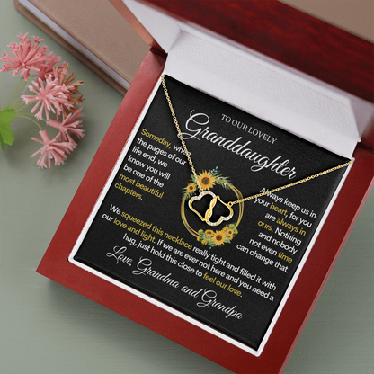 To Our Lovely Granddaughter, Pages of Life  | Authentic Diamonds and Solid 10K Gold Necklace | Free Mahogany Box