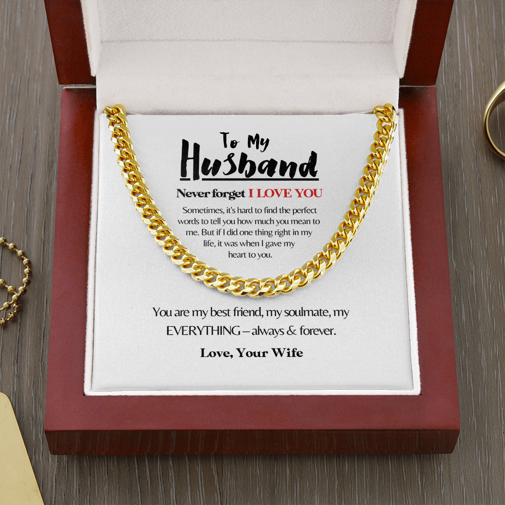 To My Husband | The Best Decision (White) | 14k Gold and Steel Cuban Necklace