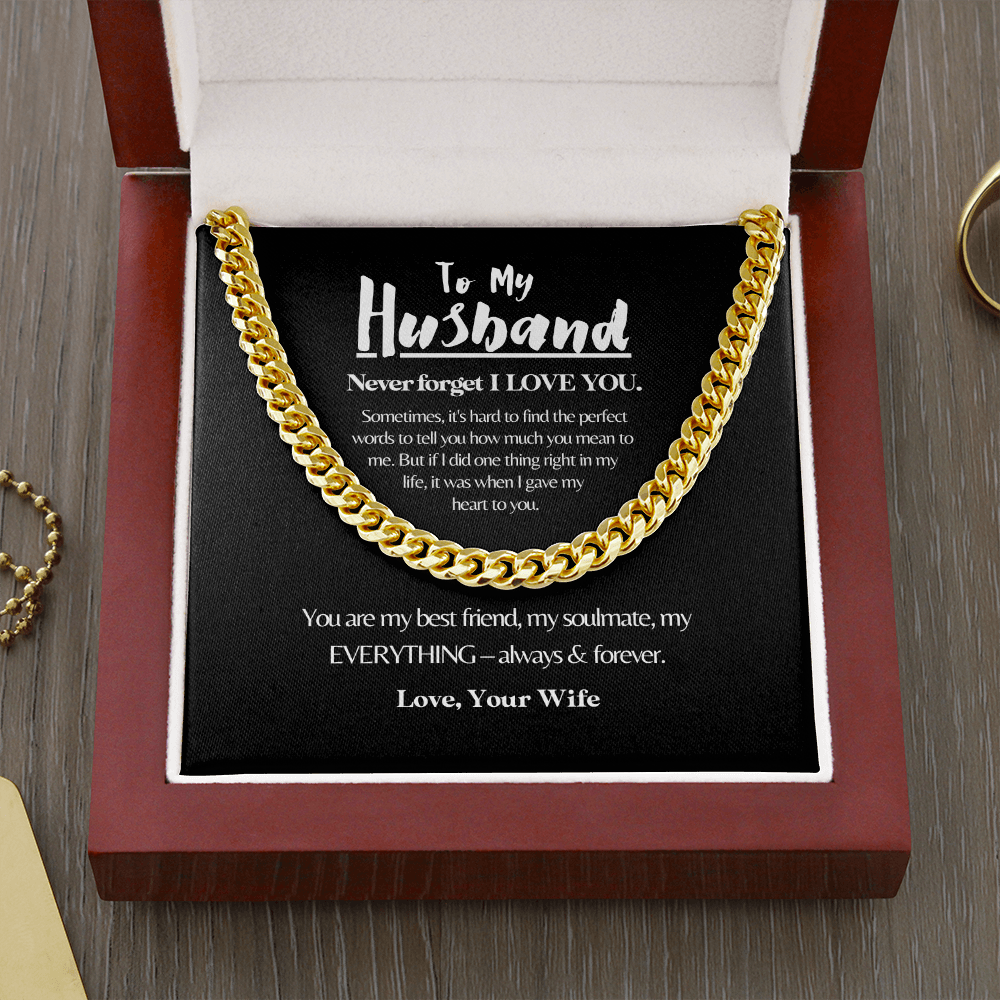 To My Husband | Always My Husband | 14k Gold and Steel Cuban Necklace