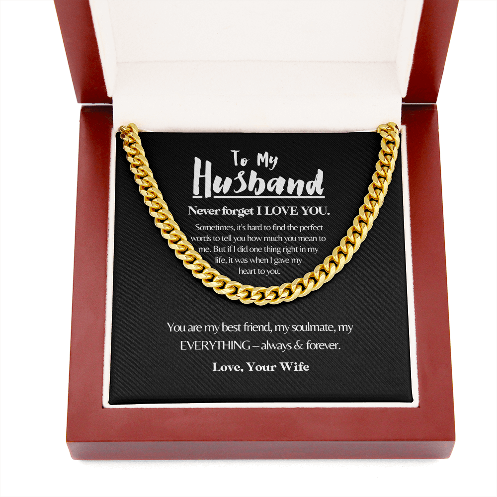 To My Husband | Always My Husband | 14k Gold and Steel Cuban Necklace