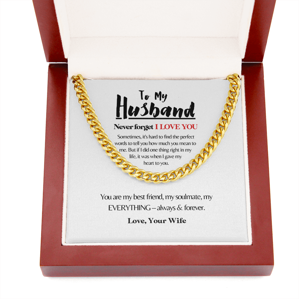 To My Husband | The Best Decision (White) | 14k Gold and Steel Cuban Necklace