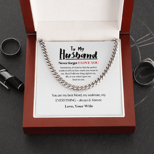 To My Husband | The Best Decision (White) | 14k Gold and Steel Cuban Necklace Cuban Link Chain (Stainless Steel)