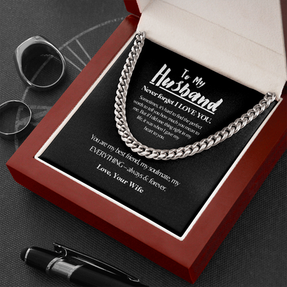 To My Husband | Always My Husband | 14k Gold and Steel Cuban Necklace
