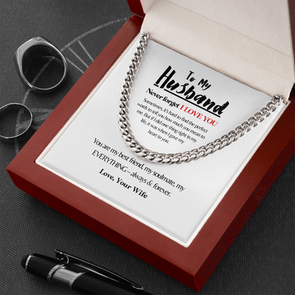 To My Husband | The Best Decision (White) | 14k Gold and Steel Cuban Necklace