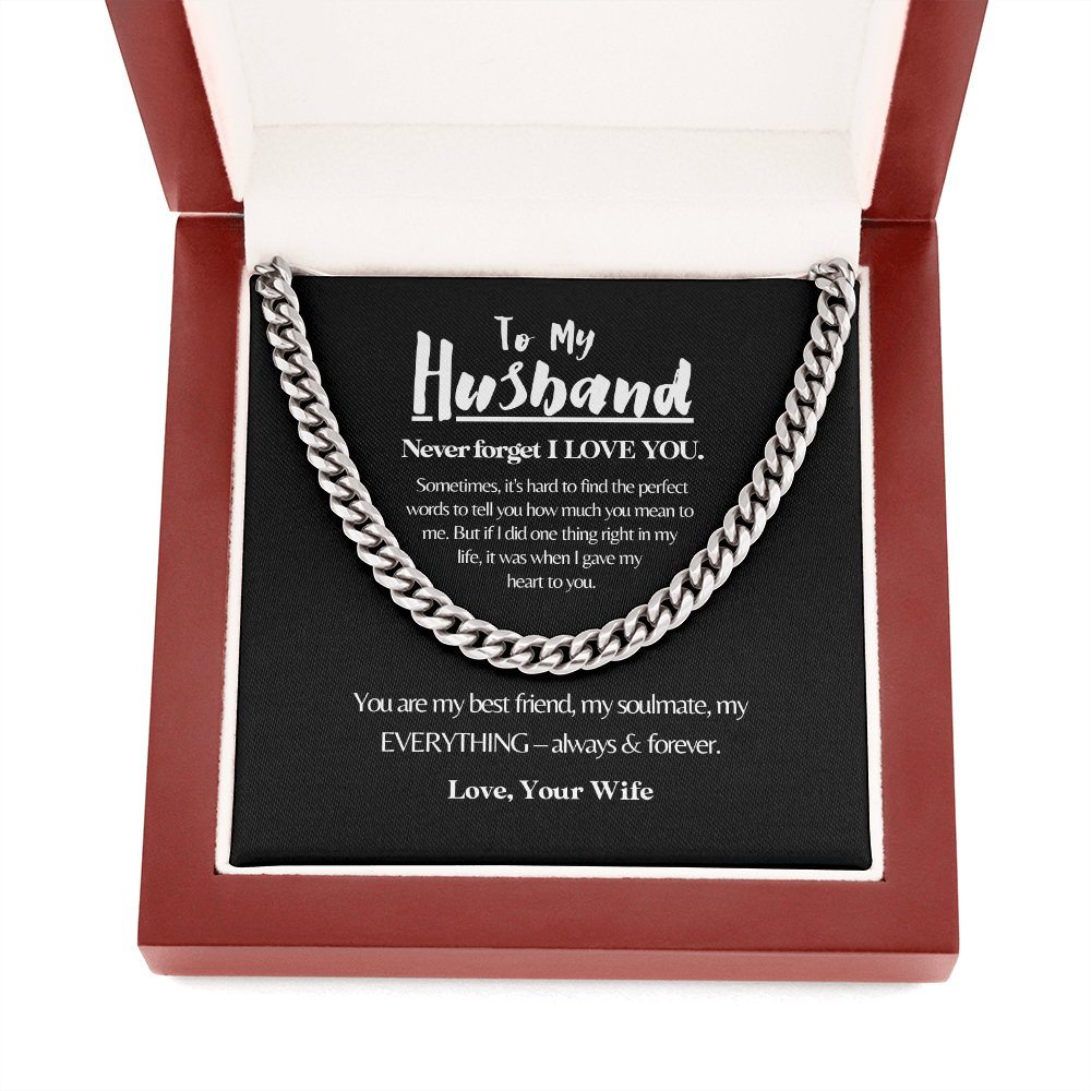 To My Husband | Always My Husband | 14k Gold and Steel Cuban Necklace