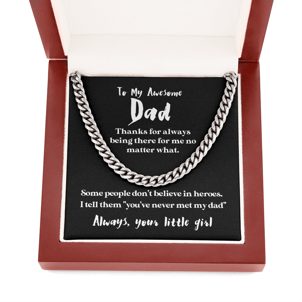 To My Awesome Dad - Thank You | 14k Gold & Steel Men's Chain Necklace & Mahogany Box