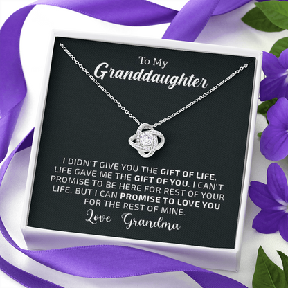 To My Granddaughter - The Gift of You | 14k White Gold Necklace with Message Card From Grandma | Personalized with Jewelry Box | Best Gifts for Granddaughters