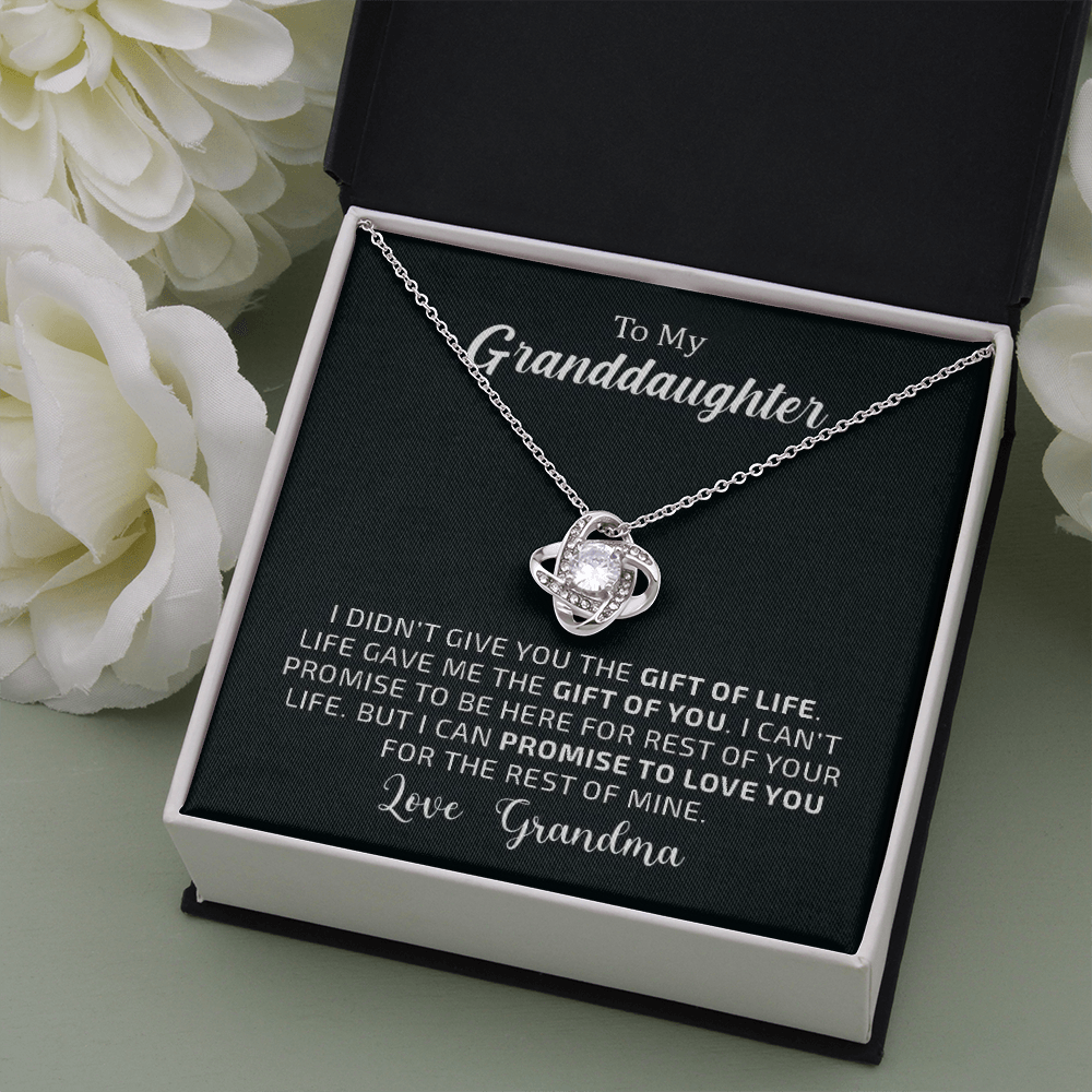 To My Granddaughter - The Gift of You | 14k White Gold Necklace with Message Card From Grandma | Personalized with Jewelry Box | Best Gifts for Granddaughters
