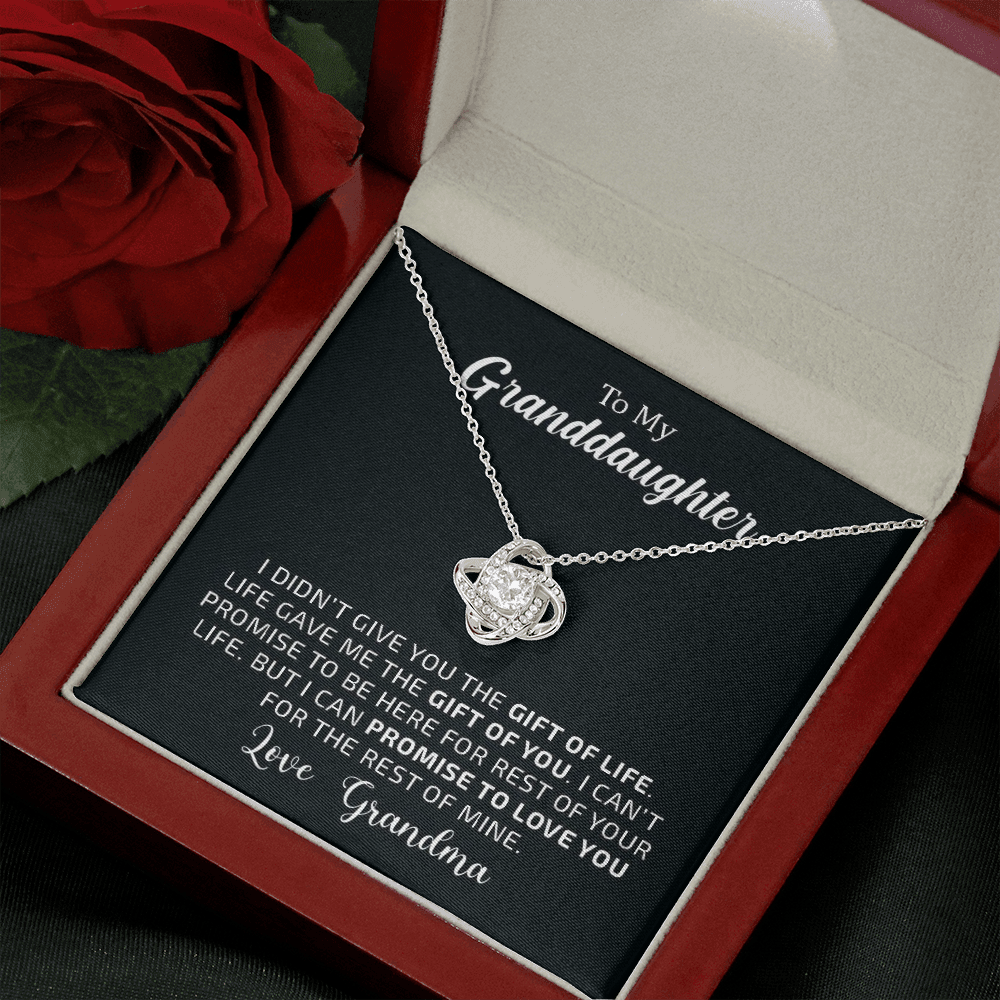 To My Granddaughter - The Gift of You | 14k White Gold Necklace with Message Card From Grandma | Personalized with Jewelry Box | Best Gifts for Granddaughters