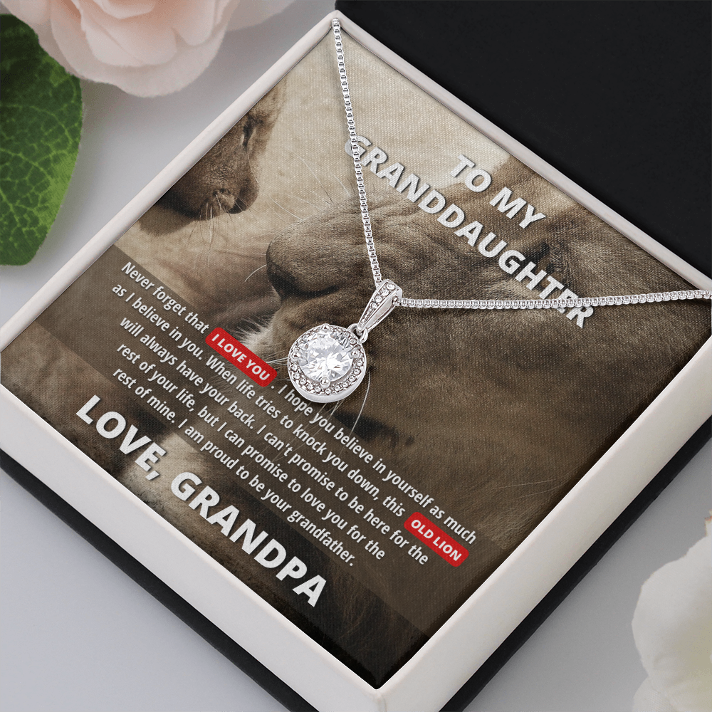 To My Granddaughter (From Grandpa) - Promise to Love You | 14k White Gold Necklace, Message Card & Box