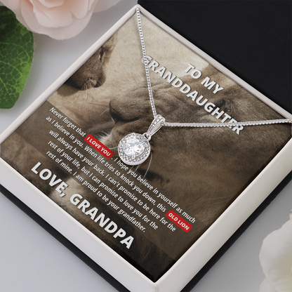 To My Granddaughter (From Grandpa) - Promise to Love You | 14k White Gold Necklace, Message Card & Box