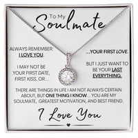 To My Soulmate Necklace - 14k White Gold and Stainless Steel Elegant Pendant Necklace