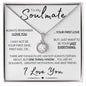 To My Soulmate Necklace - 14k White Gold and Stainless Steel Elegant Pendant Necklace