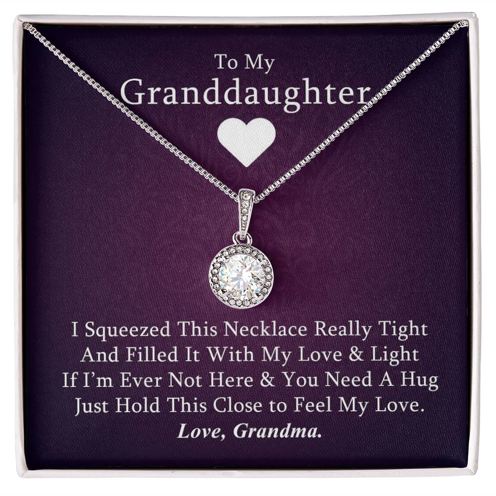 Granddaughter 14k White Gold Pendant Necklace and Poem - 