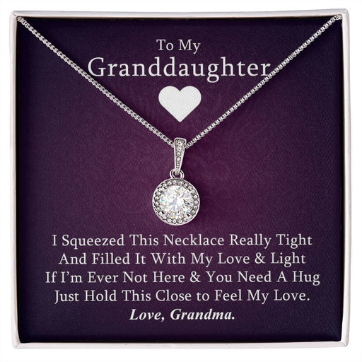 Granddaughter 14k White Gold Pendant Necklace and Poem - "Hold This Close", Two Tone Box