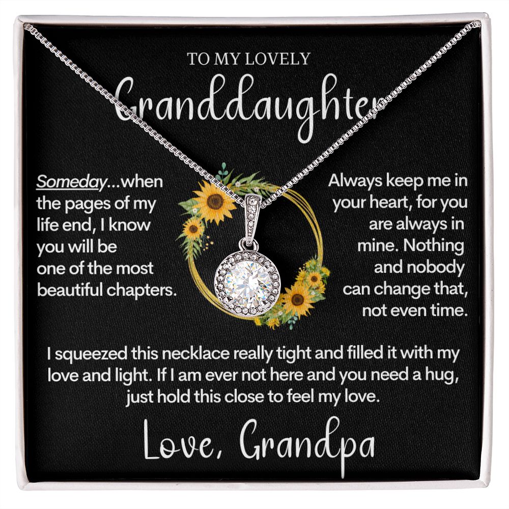 Granddaughter Gift from Grandpa, Birthday Present, Christmas Gift, 14k White Gold Necklace for Grand Daughter
