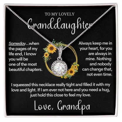 Granddaughter Gift from Grandpa, Birthday Present, Christmas Gift, 14k White Gold Necklace for Grand Daughter
