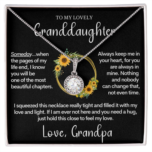 Granddaughter Gift from Grandpa, Birthday Present, Christmas Gift, 14k White Gold Necklace for Grand Daughter Two Tone Box