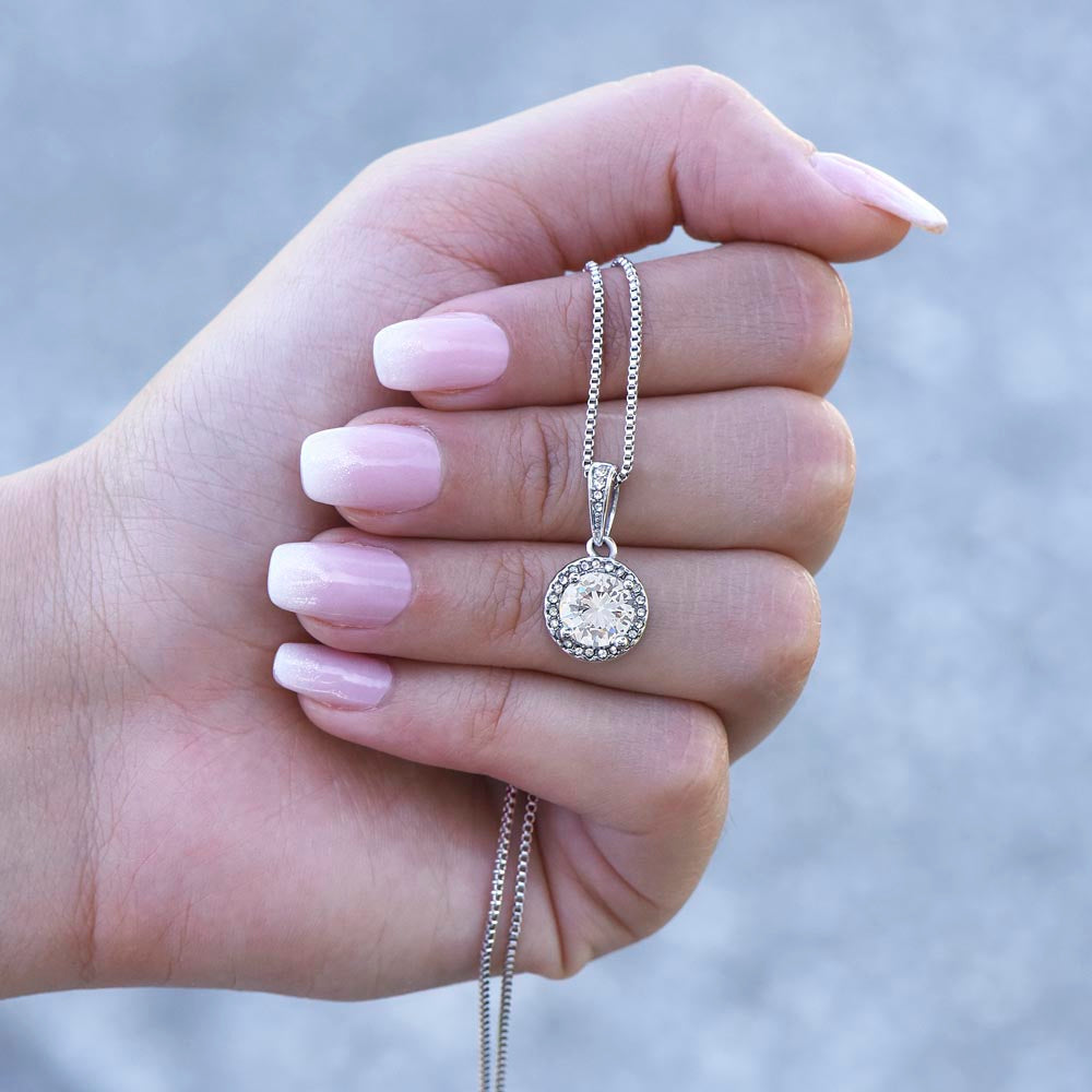 Granddaughter 14k White Gold Pendant Necklace and Poem - "Hold This Close",