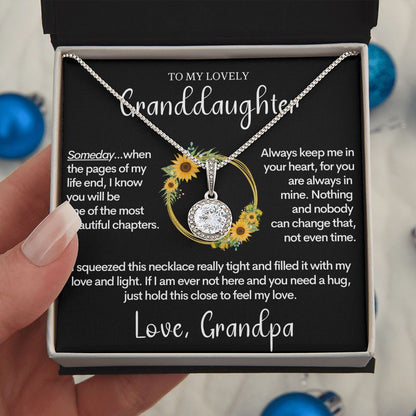 Granddaughter Gift from Grandpa, Birthday Present, Christmas Gift, 14k White Gold Necklace for Grand Daughter